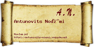 Antunovits Noémi névjegykártya